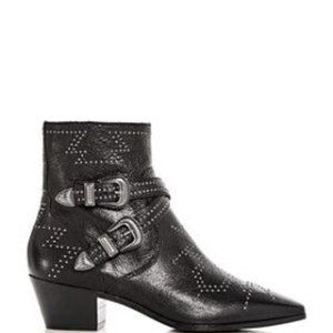 Frye Ellen Black Western Studded Mid-Heel